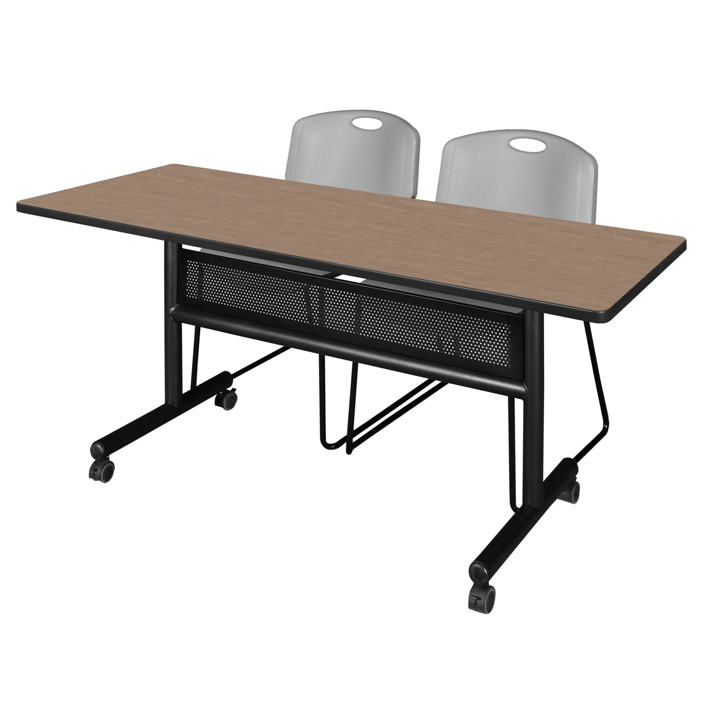 Regency Kobe Flip - Top Privacy Nesting Table & 2 Zeng Stack Chairs 60"W x 24"D x 29"H (REG - MKFTM6024 - ZNG) - SchoolOutlet