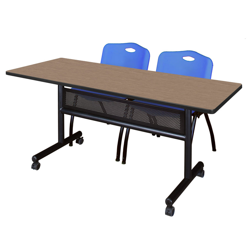 Regency Kobe Flip - Top Privacy Nesting Table & 2 M Stack Chairs Set 60"W x 24"D x 29"H (REG - MKFTM6024 - 2M) - SchoolOutlet