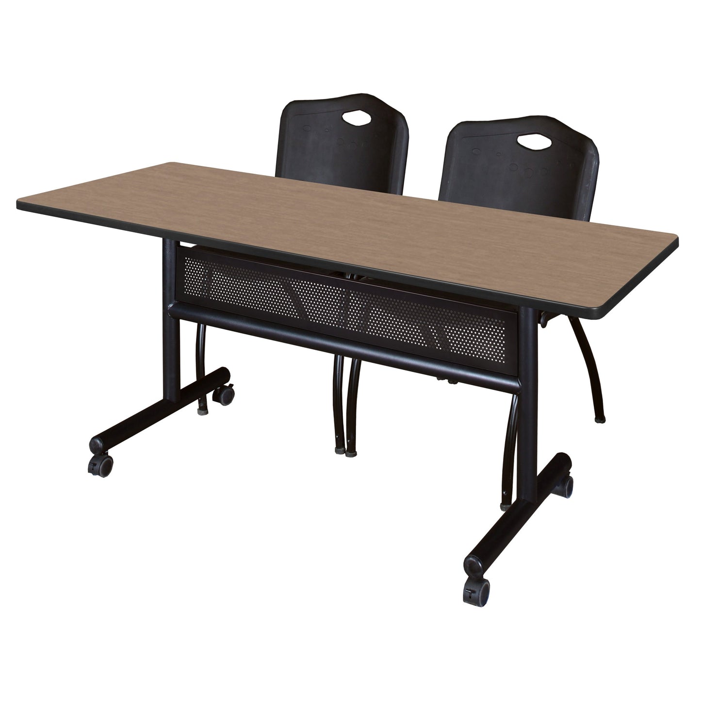 Regency Kobe Flip - Top Privacy Nesting Table & 2 M Stack Chairs Set 60"W x 24"D x 29"H (REG - MKFTM6024 - 2M) - SchoolOutlet