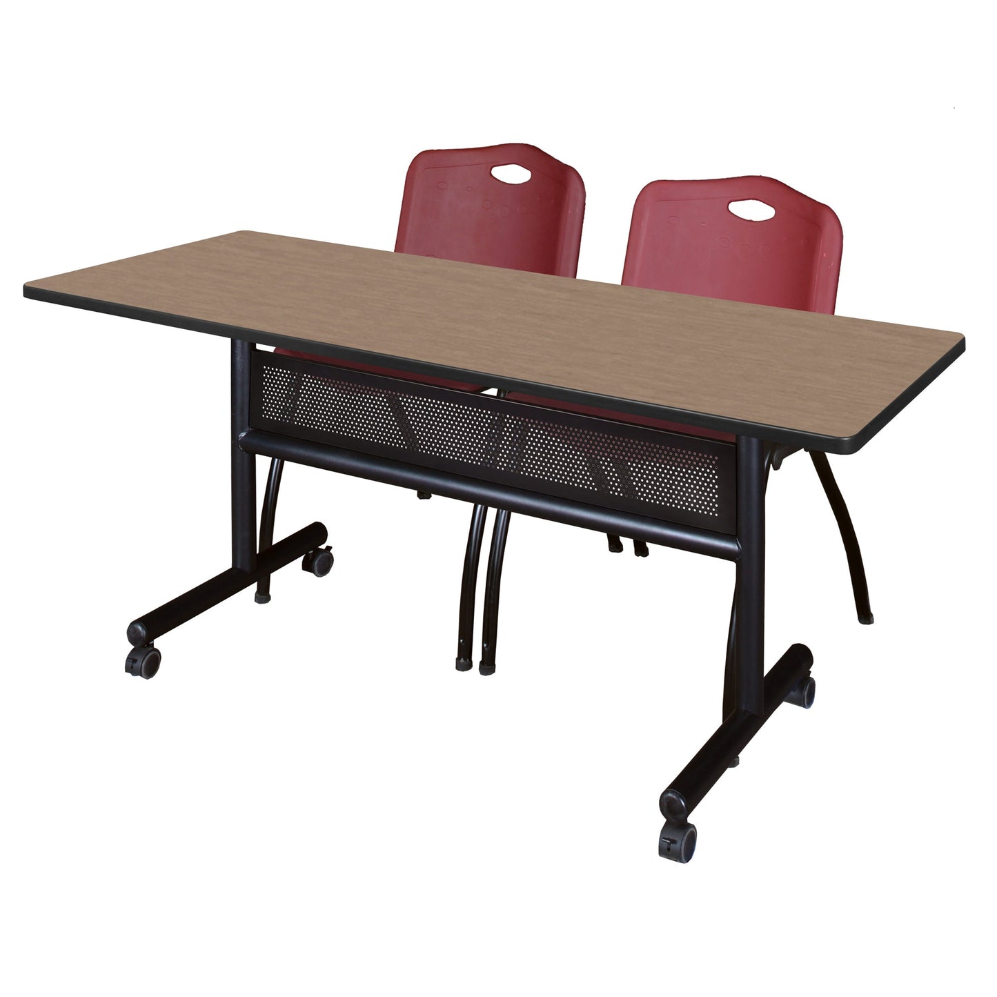 Regency Kobe Flip - Top Privacy Nesting Table & 2 M Stack Chairs Set 60"W x 24"D x 29"H (REG - MKFTM6024 - 2M) - SchoolOutlet