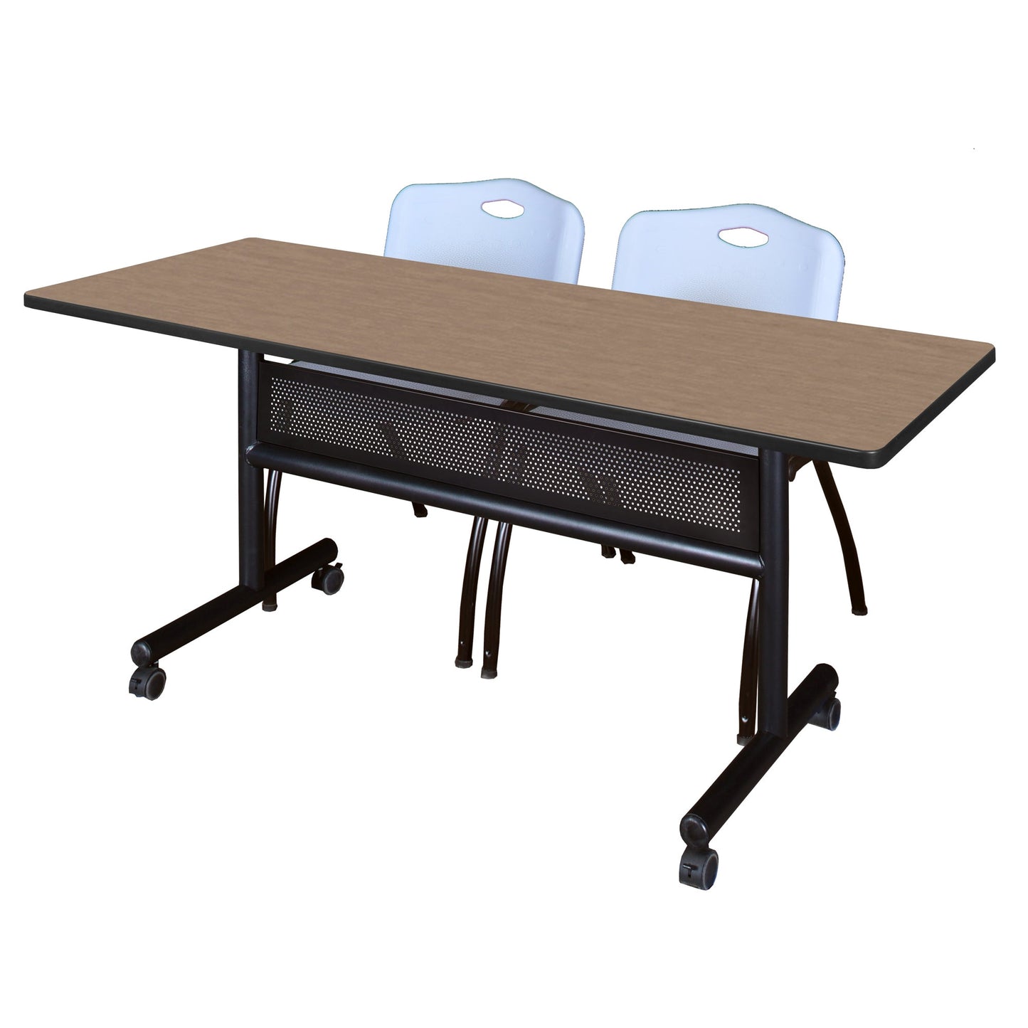 Regency Kobe Flip - Top Privacy Nesting Table & 2 M Stack Chairs Set 60"W x 24"D x 29"H (REG - MKFTM6024 - 2M) - SchoolOutlet