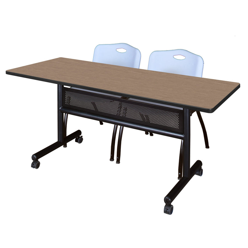 Regency Kobe Flip - Top Privacy Nesting Table & 2 M Stack Chairs Set 60"W x 24"D x 29"H (REG - MKFTM6024 - 2M) - SchoolOutlet