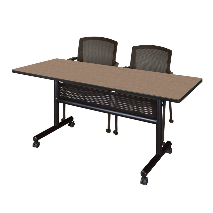 Regency Kobe Flip - Top Privacy Nesting Table & 2 Knight Mesh Chairs 60"W x 24"D x 29"H (REG - MKFTM6024 - KNM) - SchoolOutlet