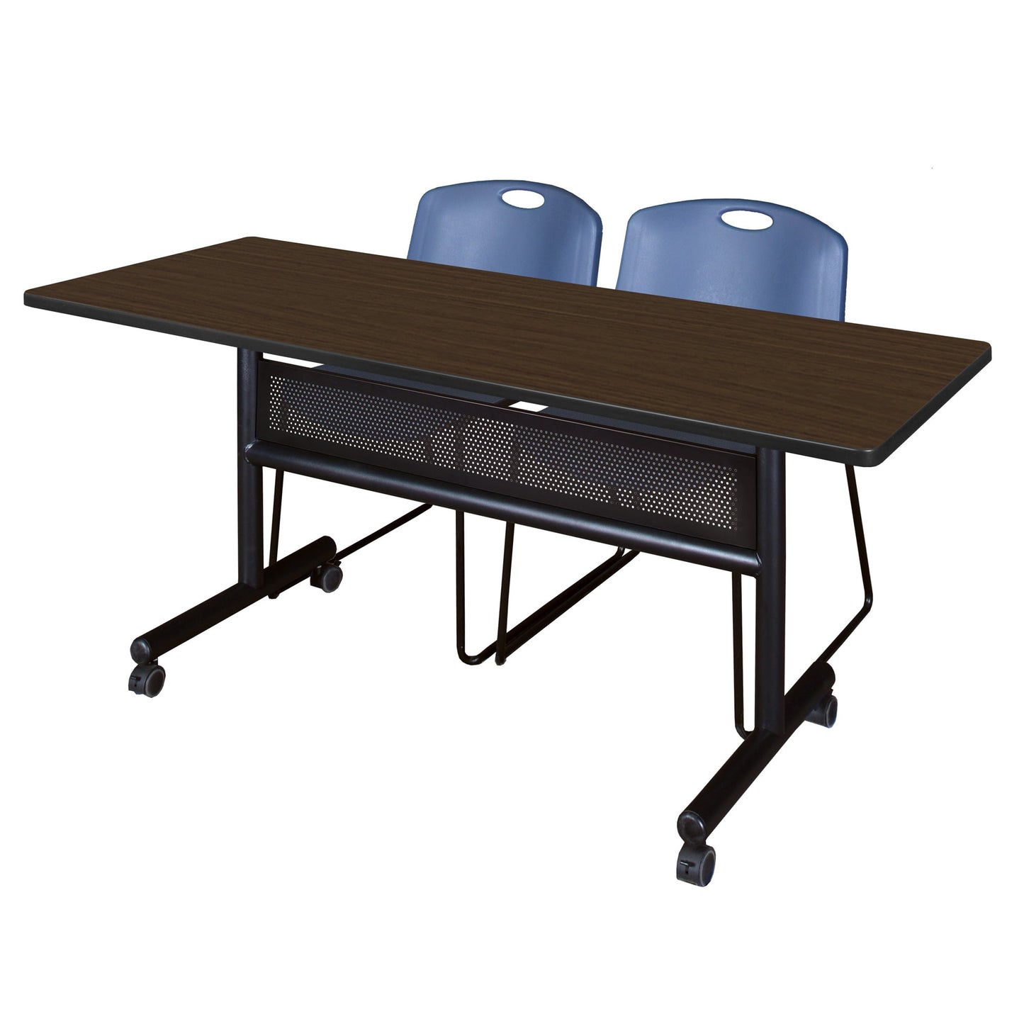 Regency Kobe Flip - Top Privacy Nesting Table & 2 Zeng Stack Chairs 60"W x 24"D x 29"H (REG - MKFTM6024 - ZNG) - SchoolOutlet