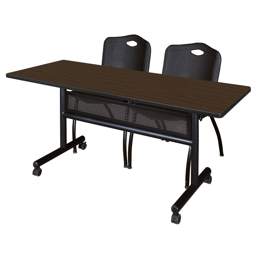 Regency Kobe Flip - Top Privacy Nesting Table & 2 M Stack Chairs Set 60"W x 24"D x 29"H (REG - MKFTM6024 - 2M) - SchoolOutlet