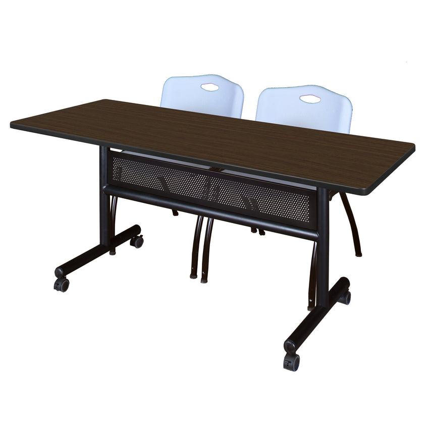 Regency Kobe Flip - Top Privacy Nesting Table & 2 M Stack Chairs Set 60"W x 24"D x 29"H (REG - MKFTM6024 - 2M) - SchoolOutlet