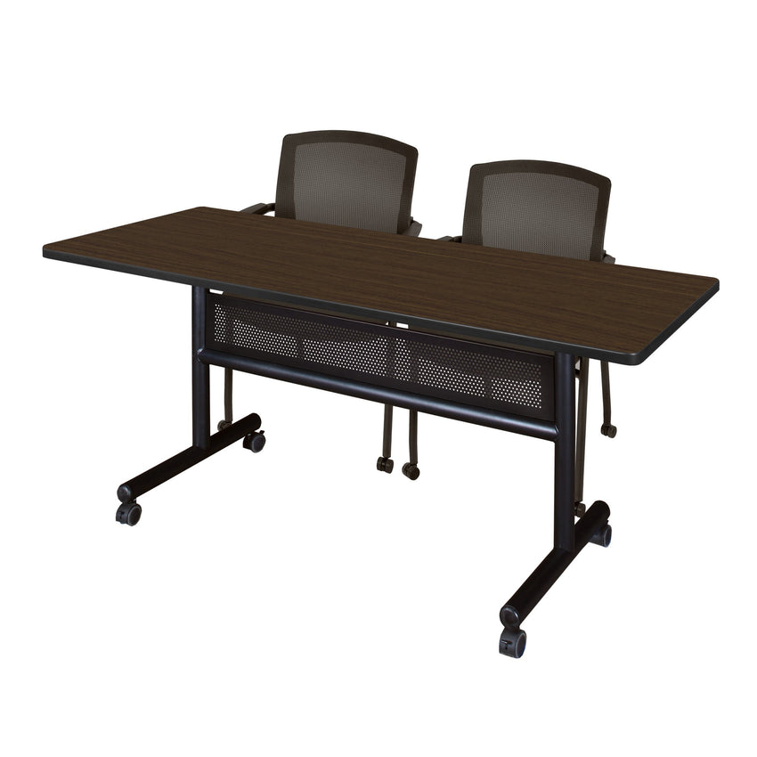 Regency Kobe Flip - Top Privacy Nesting Table & 2 Knight Mesh Chairs 60"W x 24"D x 29"H (REG - MKFTM6024 - KNM) - SchoolOutlet