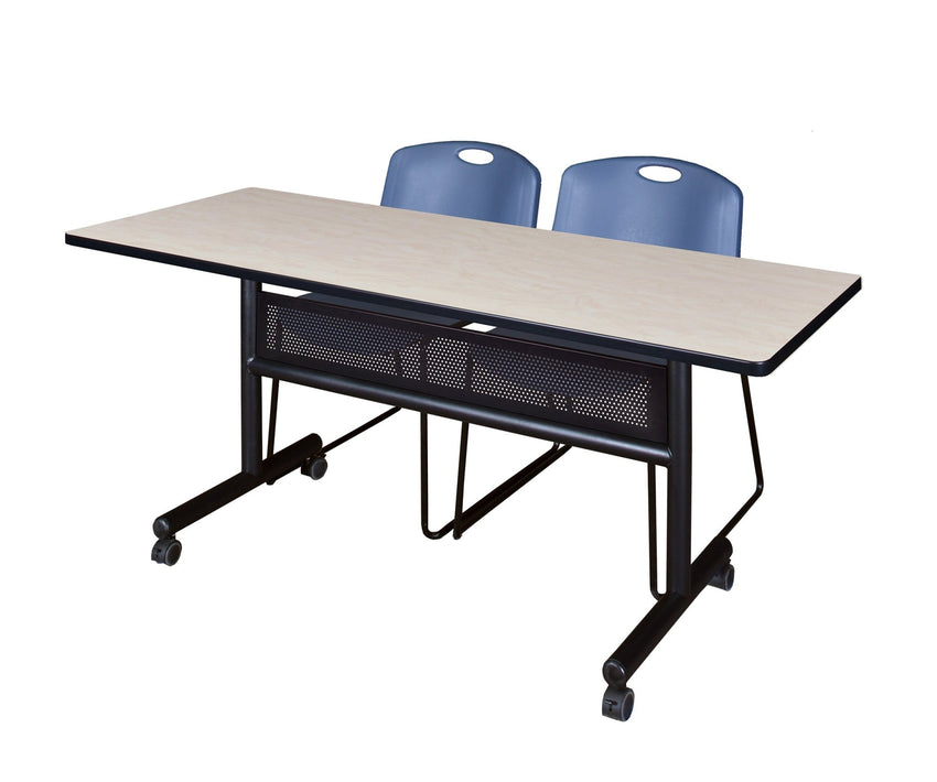 Regency Kobe Flip - Top Privacy Nesting Table & 2 Zeng Stack Chairs 60"W x 24"D x 29"H (REG - MKFTM6024 - ZNG) - SchoolOutlet