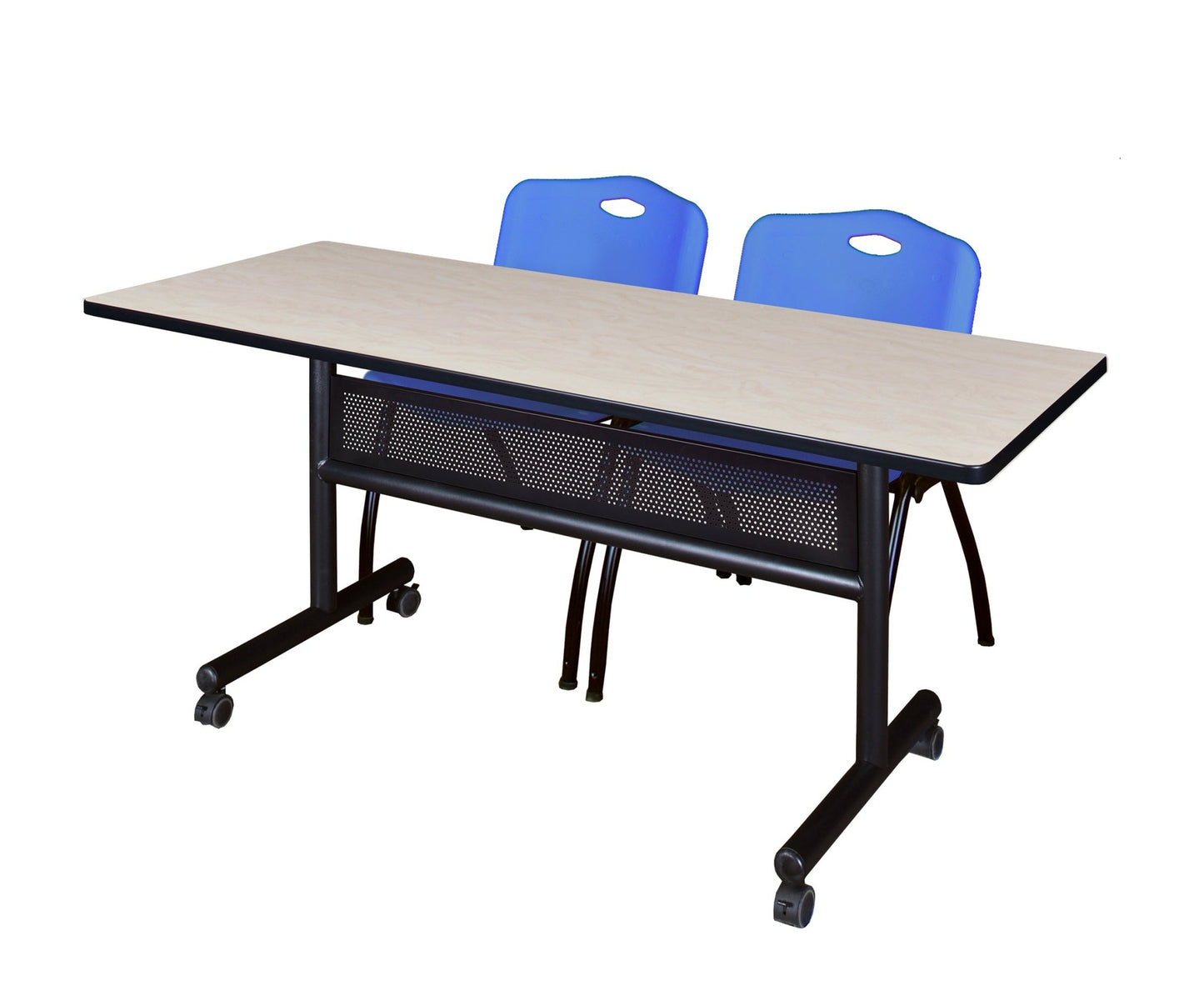 Regency Kobe Flip - Top Privacy Nesting Table & 2 M Stack Chairs Set 60"W x 24"D x 29"H (REG - MKFTM6024 - 2M) - SchoolOutlet