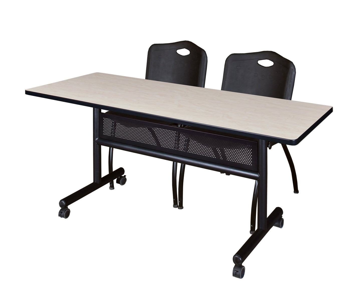 Regency Kobe Flip - Top Privacy Nesting Table & 2 M Stack Chairs Set 60"W x 24"D x 29"H (REG - MKFTM6024 - 2M) - SchoolOutlet