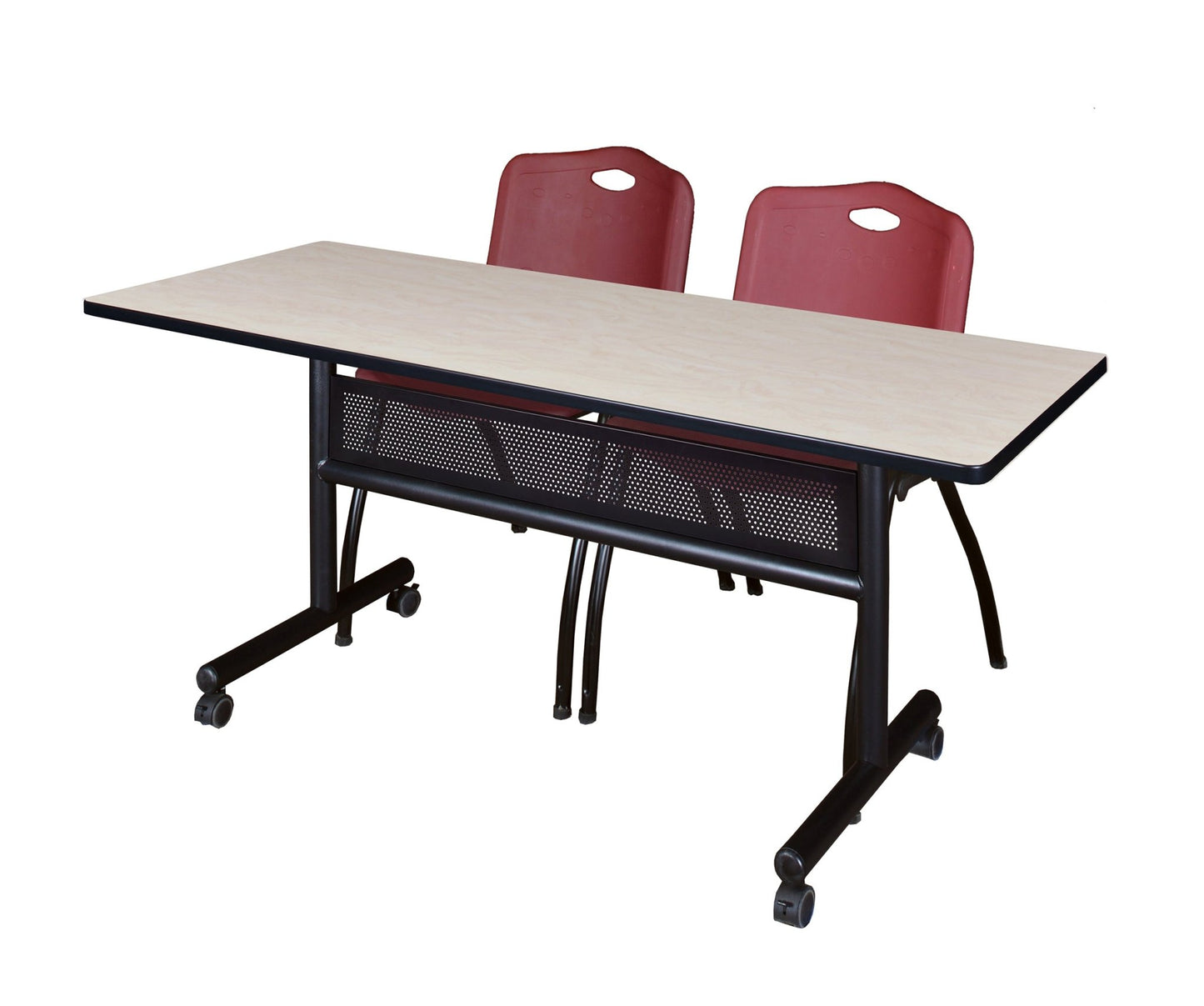 Regency Kobe Flip - Top Privacy Nesting Table & 2 M Stack Chairs Set 60"W x 24"D x 29"H (REG - MKFTM6024 - 2M) - SchoolOutlet