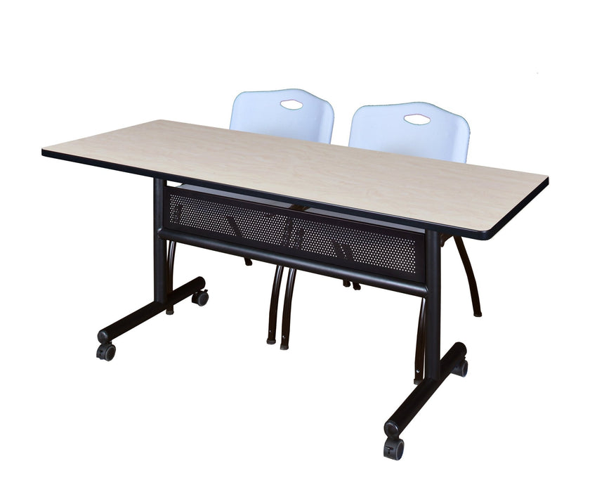 Regency Kobe Flip - Top Privacy Nesting Table & 2 M Stack Chairs Set 60"W x 24"D x 29"H (REG - MKFTM6024 - 2M) - SchoolOutlet