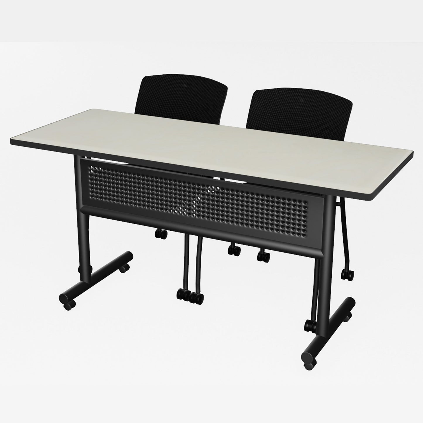 Regency Kobe Flip - Top Privacy Nesting Table & 2 Knight Mesh Chairs 60"W x 24"D x 29"H (REG - MKFTM6024 - KNM) - SchoolOutlet