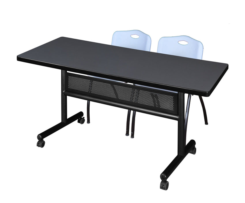 Regency Kobe Flip - Top Privacy Nesting Table & 2 M Stack Chairs 60"W x 30"D x 29"H (REG - MKFTM6030 - 2M) - SchoolOutlet