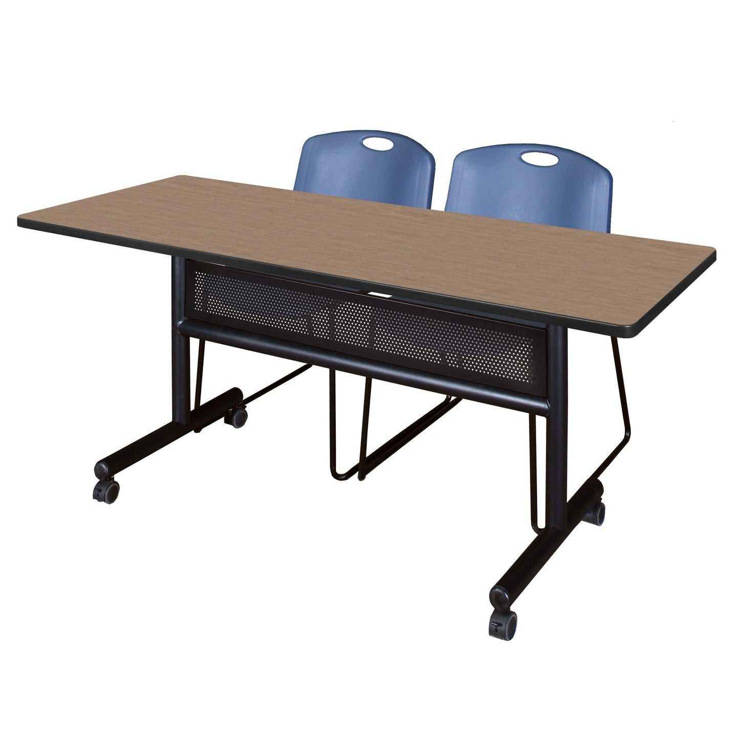 Regency Kobe Flip - Top Privacy Nesting Table & 2 Zeng Stack Chairs 60"W x 30"D x 29"H (REG - MKFTM6030 - ZNG) - SchoolOutlet
