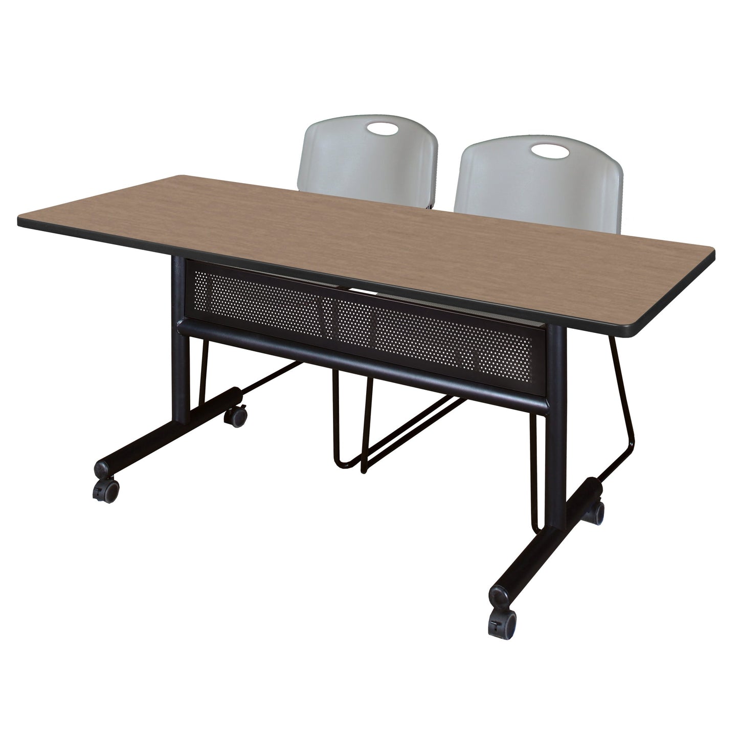 Regency Kobe Flip - Top Privacy Nesting Table & 2 Zeng Stack Chairs 60"W x 30"D x 29"H (REG - MKFTM6030 - ZNG) - SchoolOutlet