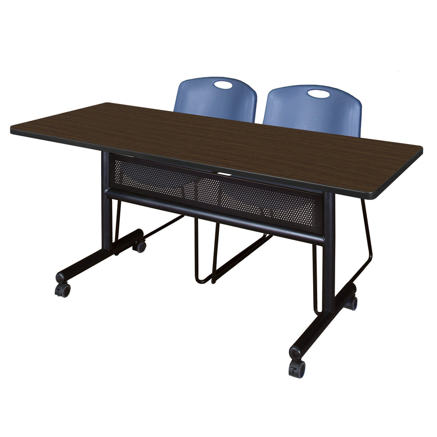 Regency Kobe Flip - Top Privacy Nesting Table & 2 Zeng Stack Chairs 60"W x 30"D x 29"H (REG - MKFTM6030 - ZNG) - SchoolOutlet