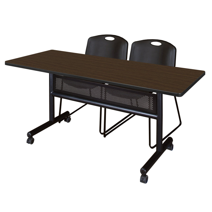 Regency Kobe Flip - Top Privacy Nesting Table & 2 Zeng Stack Chairs 60"W x 30"D x 29"H (REG - MKFTM6030 - ZNG) - SchoolOutlet