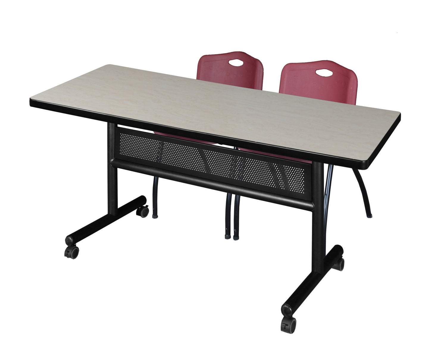Regency Kobe Flip - Top Privacy Nesting Table & 2 M Stack Chairs 60"W x 30"D x 29"H (REG - MKFTM6030 - 2M) - SchoolOutlet