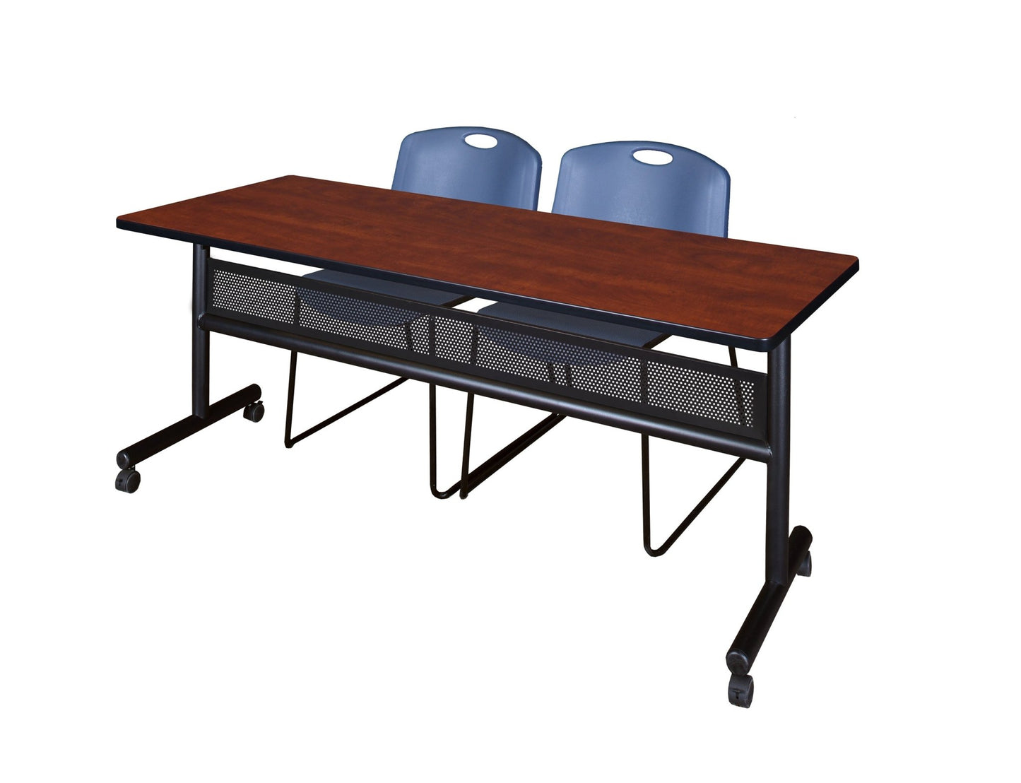 Regency Kobe Flip - Top Privacy Nesting Table & 2 Zeng Stack Chairs 72"W x 24"D x 29"H (REG - MKFTM7224 - ZNG) - SchoolOutlet