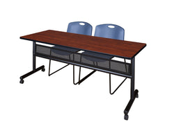 Regency Kobe Flip-Top Privacy Nesting Table & 2 Zeng Stack Chairs 72"W x 24"D x 29"H (REG-MKFTM7224-ZNG)