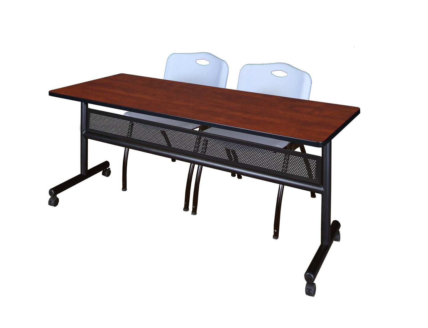 Regency Kobe Flip - Top Privacy Nesting Table & 2 M Stack Chairs 72"W x 24"D x 29"H (REG - MKFTM7224 - 2M) - SchoolOutlet