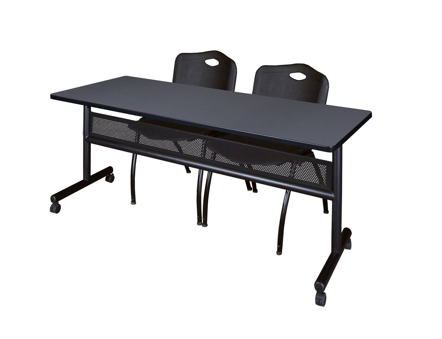 Regency Kobe Flip - Top Privacy Nesting Table & 2 M Stack Chairs 72"W x 24"D x 29"H (REG - MKFTM7224 - 2M) - SchoolOutlet
