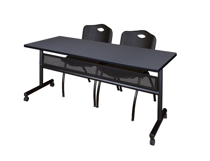 Regency Kobe Flip - Top Privacy Nesting Table & 2 M Stack Chairs 72"W x 24"D x 29"H (REG - MKFTM7224 - 2M) - SchoolOutlet