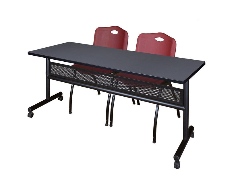 Regency Kobe Flip - Top Privacy Nesting Table & 2 M Stack Chairs 72"W x 24"D x 29"H (REG - MKFTM7224 - 2M) - SchoolOutlet