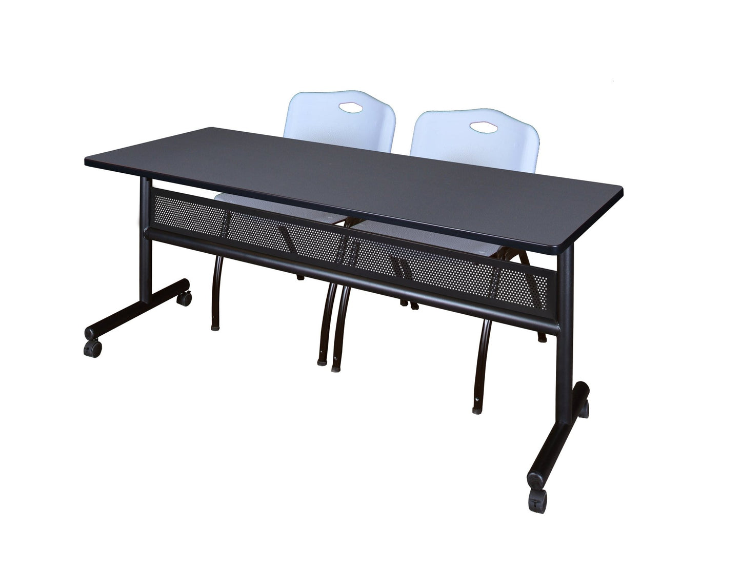 Regency Kobe Flip - Top Privacy Nesting Table & 2 M Stack Chairs 72"W x 24"D x 29"H (REG - MKFTM7224 - 2M) - SchoolOutlet