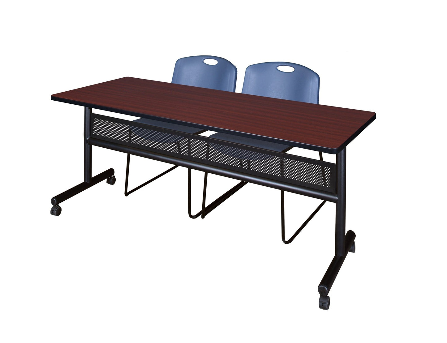 Regency Kobe Flip - Top Privacy Nesting Table & 2 Zeng Stack Chairs 72"W x 24"D x 29"H (REG - MKFTM7224 - ZNG) - SchoolOutlet