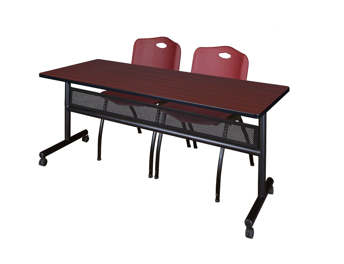 Regency Kobe Flip - Top Privacy Nesting Table & 2 M Stack Chairs 72"W x 24"D x 29"H (REG - MKFTM7224 - 2M) - SchoolOutlet
