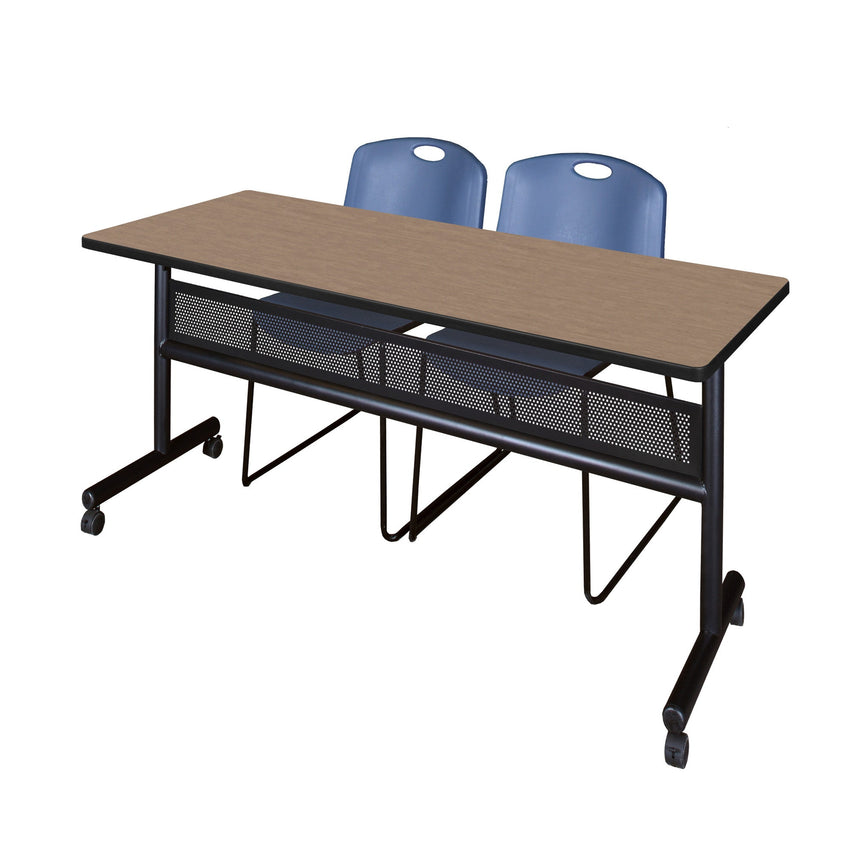Regency Kobe Flip - Top Privacy Nesting Table & 2 Zeng Stack Chairs 72"W x 24"D x 29"H (REG - MKFTM7224 - ZNG) - SchoolOutlet