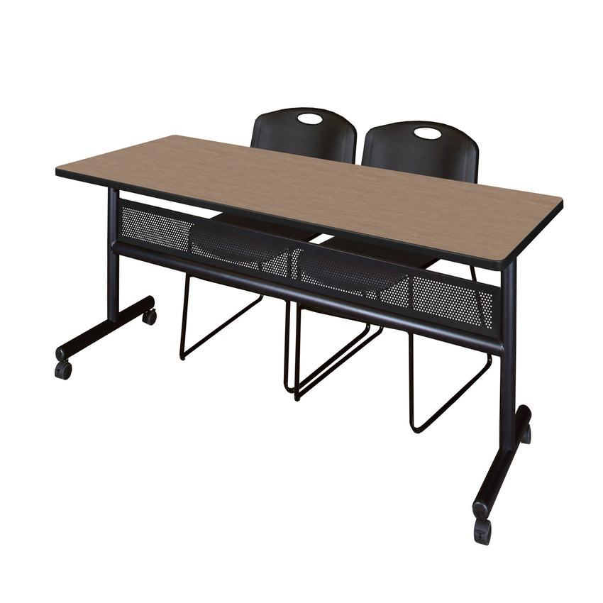 Regency Kobe Flip - Top Privacy Nesting Table & 2 Zeng Stack Chairs 72"W x 24"D x 29"H (REG - MKFTM7224 - ZNG) - SchoolOutlet