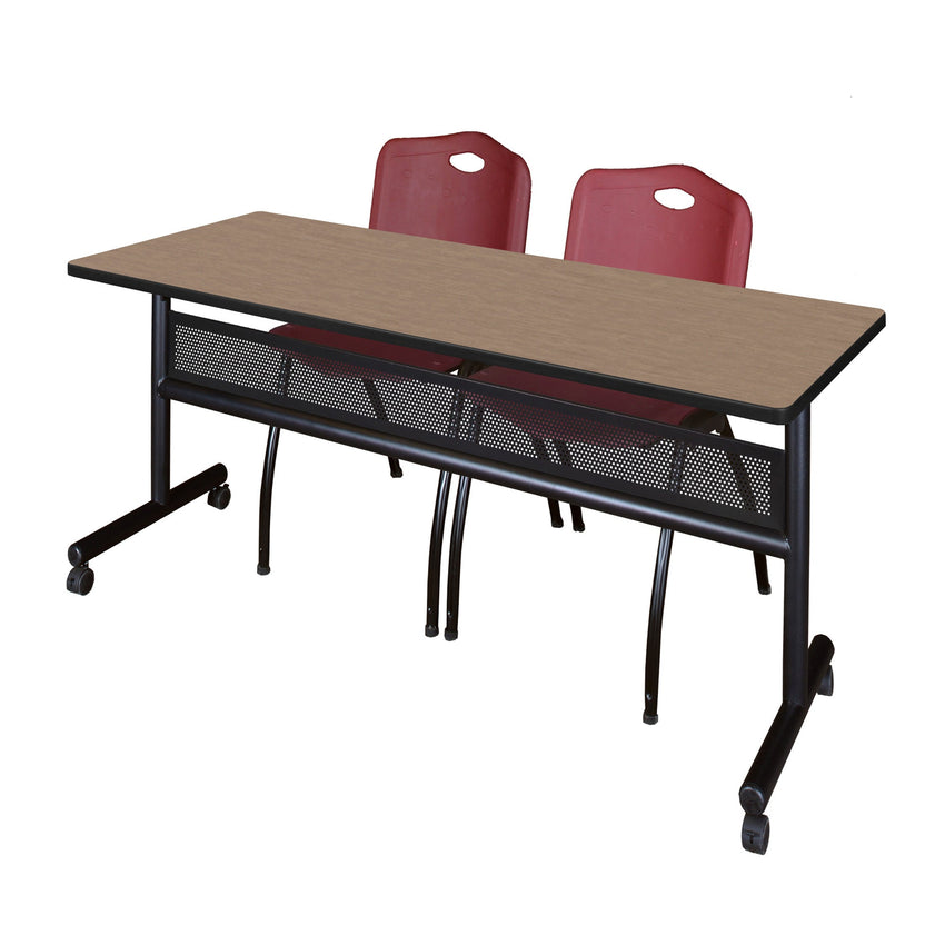 Regency Kobe Flip - Top Privacy Nesting Table & 2 M Stack Chairs 72"W x 24"D x 29"H (REG - MKFTM7224 - 2M) - SchoolOutlet