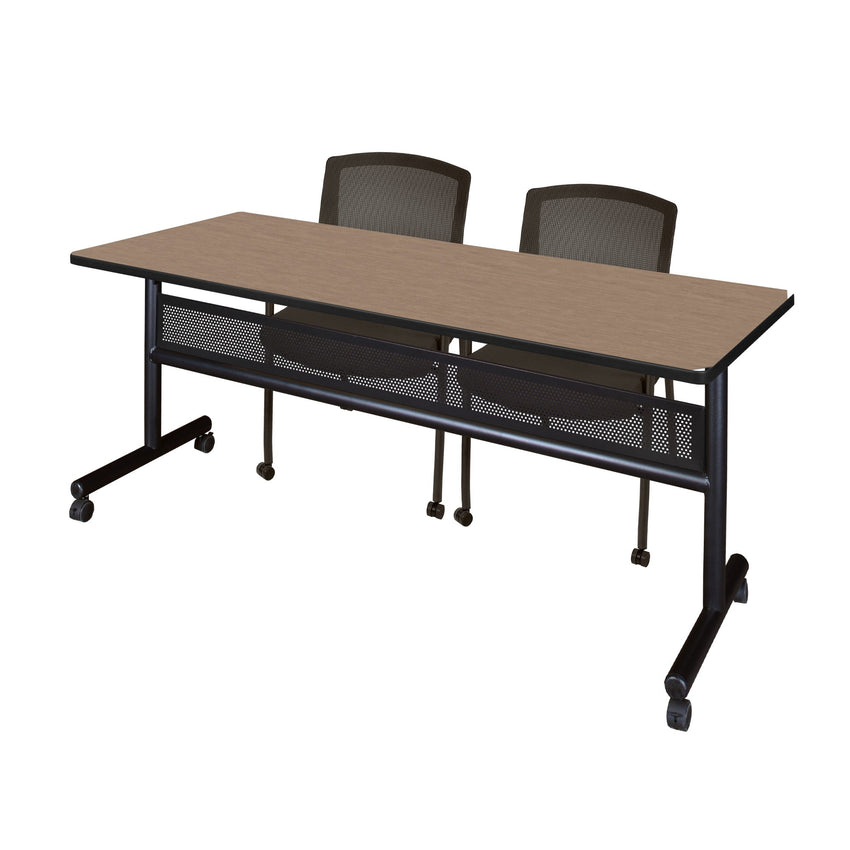 Regency Kobe Flip - Top Privacy Nesting Table & 2 Knight Mesh Chairs 72"W x 24"D x 29"H (REG - MKFTM7224 - KNM) - SchoolOutlet