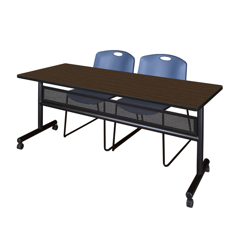 Regency Kobe Flip - Top Privacy Nesting Table & 2 Zeng Stack Chairs 72"W x 24"D x 29"H (REG - MKFTM7224 - ZNG) - SchoolOutlet
