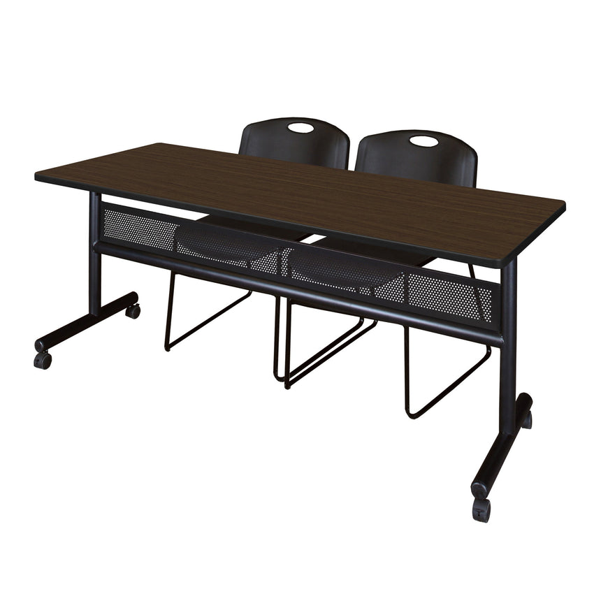 Regency Kobe Flip - Top Privacy Nesting Table & 2 Zeng Stack Chairs 72"W x 24"D x 29"H (REG - MKFTM7224 - ZNG) - SchoolOutlet