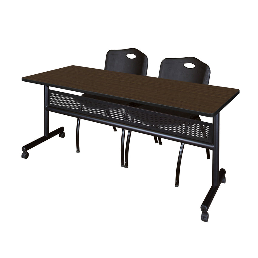 Regency Kobe Flip - Top Privacy Nesting Table & 2 M Stack Chairs 72"W x 24"D x 29"H (REG - MKFTM7224 - 2M) - SchoolOutlet