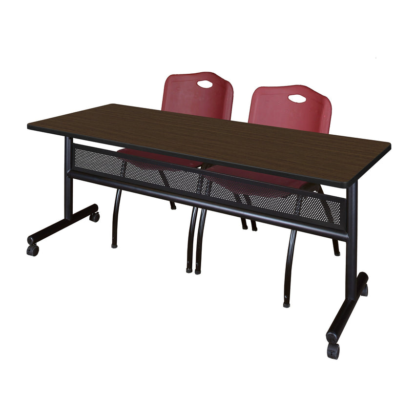 Regency Kobe Flip - Top Privacy Nesting Table & 2 M Stack Chairs 72"W x 24"D x 29"H (REG - MKFTM7224 - 2M) - SchoolOutlet