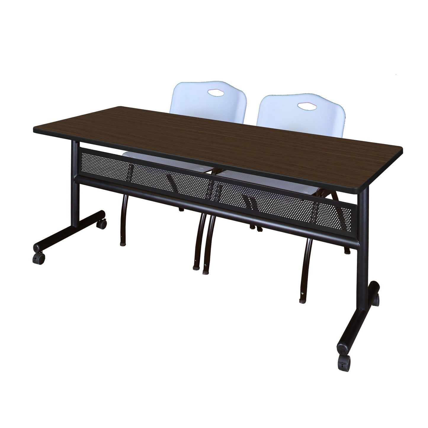 Regency Kobe Flip - Top Privacy Nesting Table & 2 M Stack Chairs 72"W x 24"D x 29"H (REG - MKFTM7224 - 2M) - SchoolOutlet