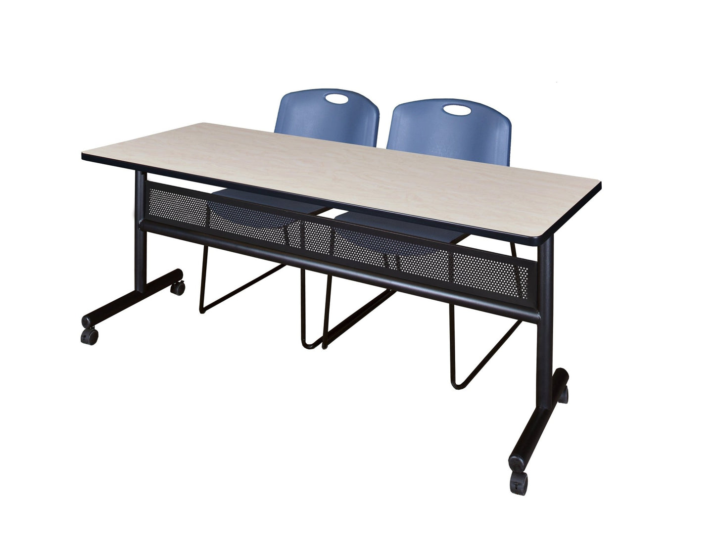 Regency Kobe Flip - Top Privacy Nesting Table & 2 Zeng Stack Chairs 72"W x 24"D x 29"H (REG - MKFTM7224 - ZNG) - SchoolOutlet