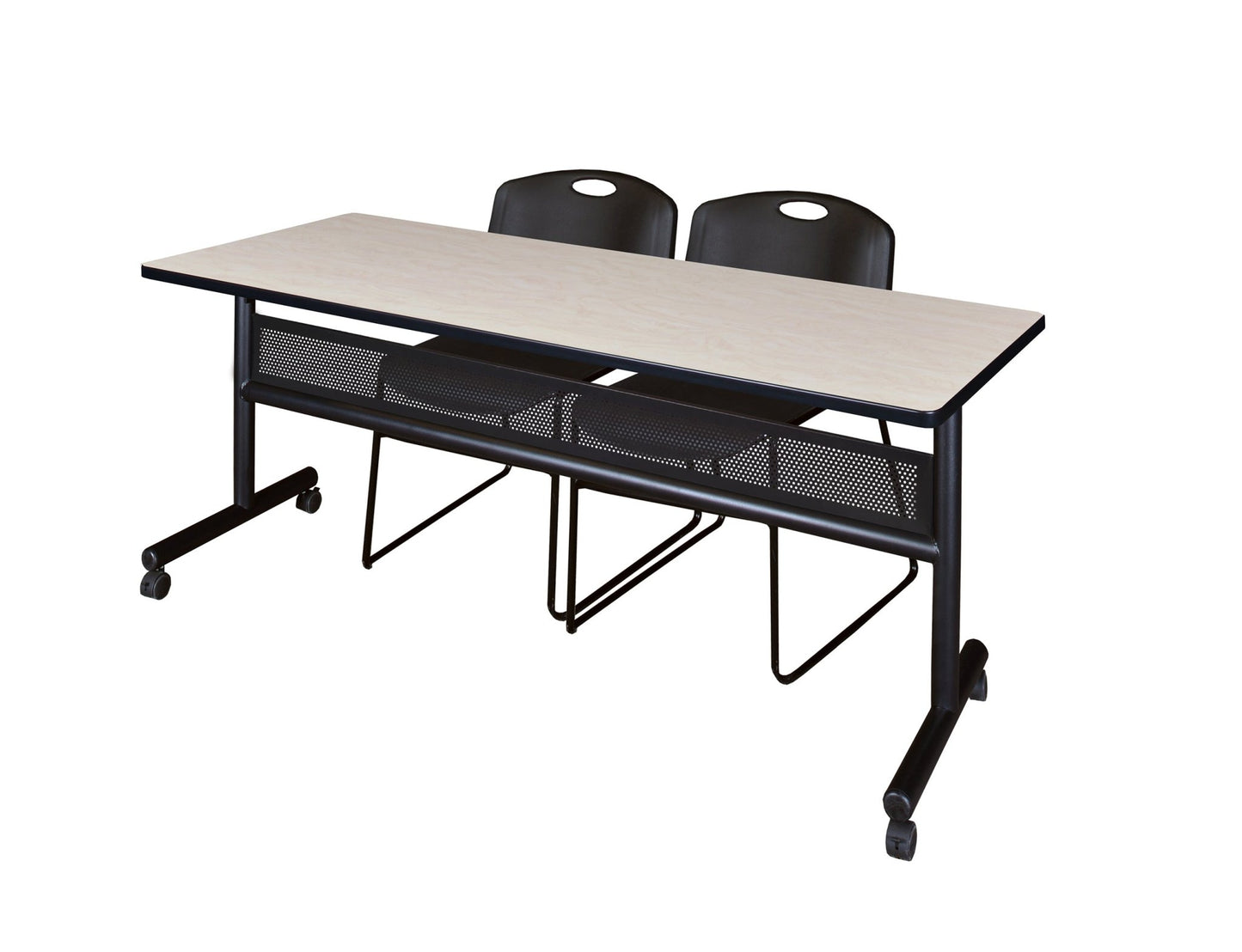 Regency Kobe Flip - Top Privacy Nesting Table & 2 Zeng Stack Chairs 72"W x 24"D x 29"H (REG - MKFTM7224 - ZNG) - SchoolOutlet