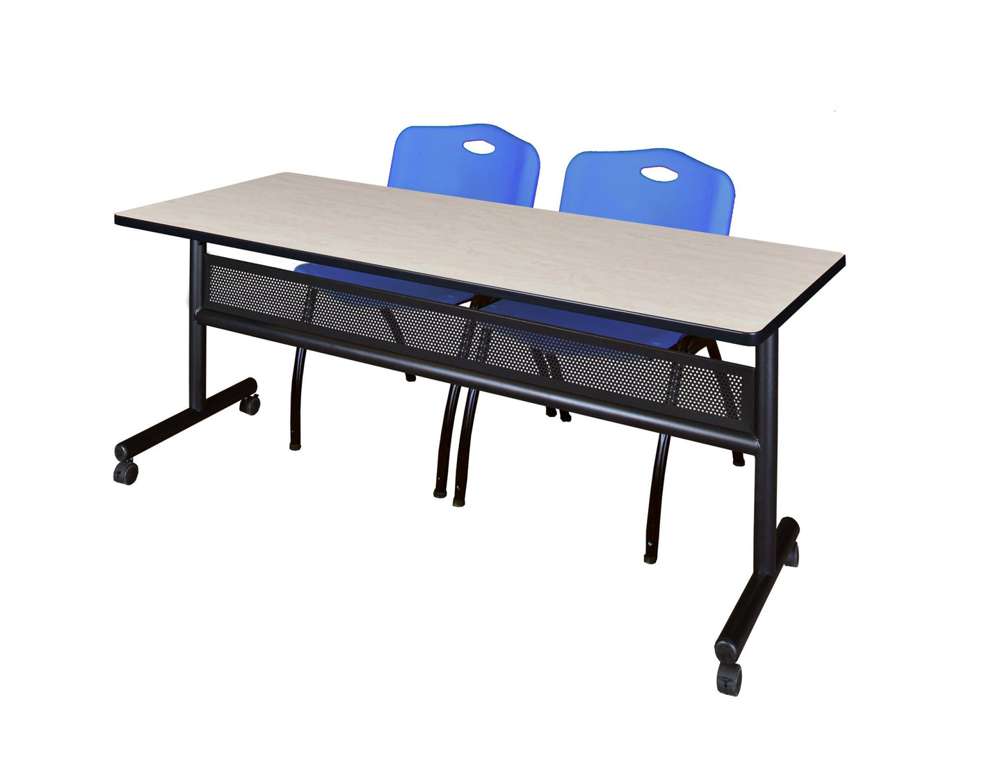 Regency Kobe Flip - Top Privacy Nesting Table & 2 M Stack Chairs 72"W x 24"D x 29"H (REG - MKFTM7224 - 2M) - SchoolOutlet