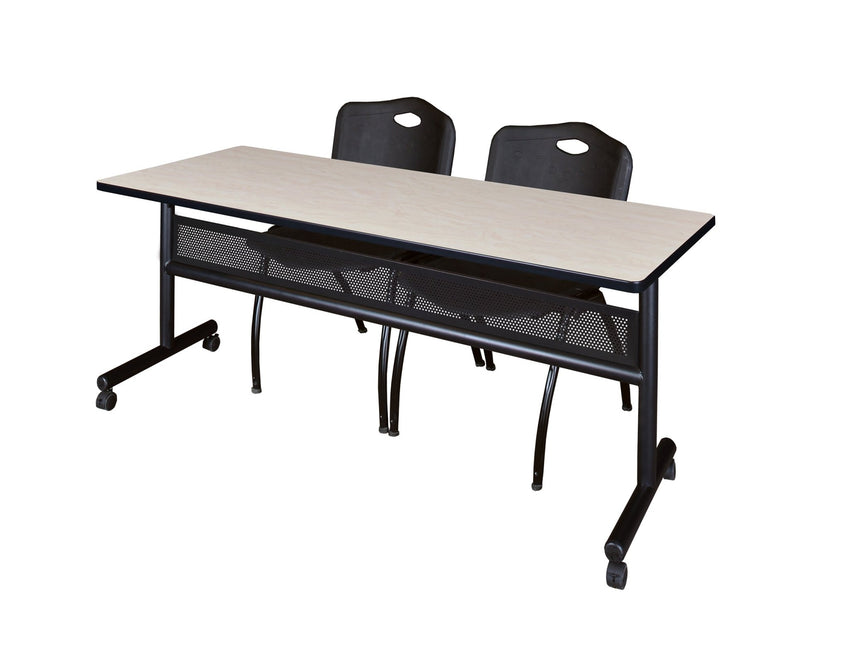 Regency Kobe Flip - Top Privacy Nesting Table & 2 M Stack Chairs 72"W x 24"D x 29"H (REG - MKFTM7224 - 2M) - SchoolOutlet
