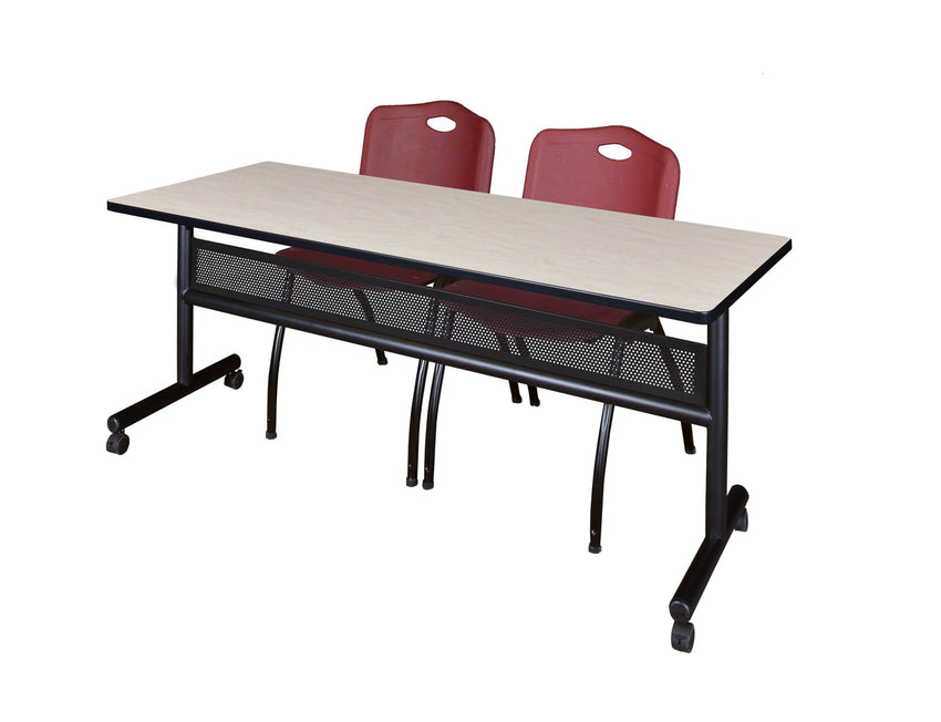 Regency Kobe Flip - Top Privacy Nesting Table & 2 M Stack Chairs 72"W x 24"D x 29"H (REG - MKFTM7224 - 2M) - SchoolOutlet