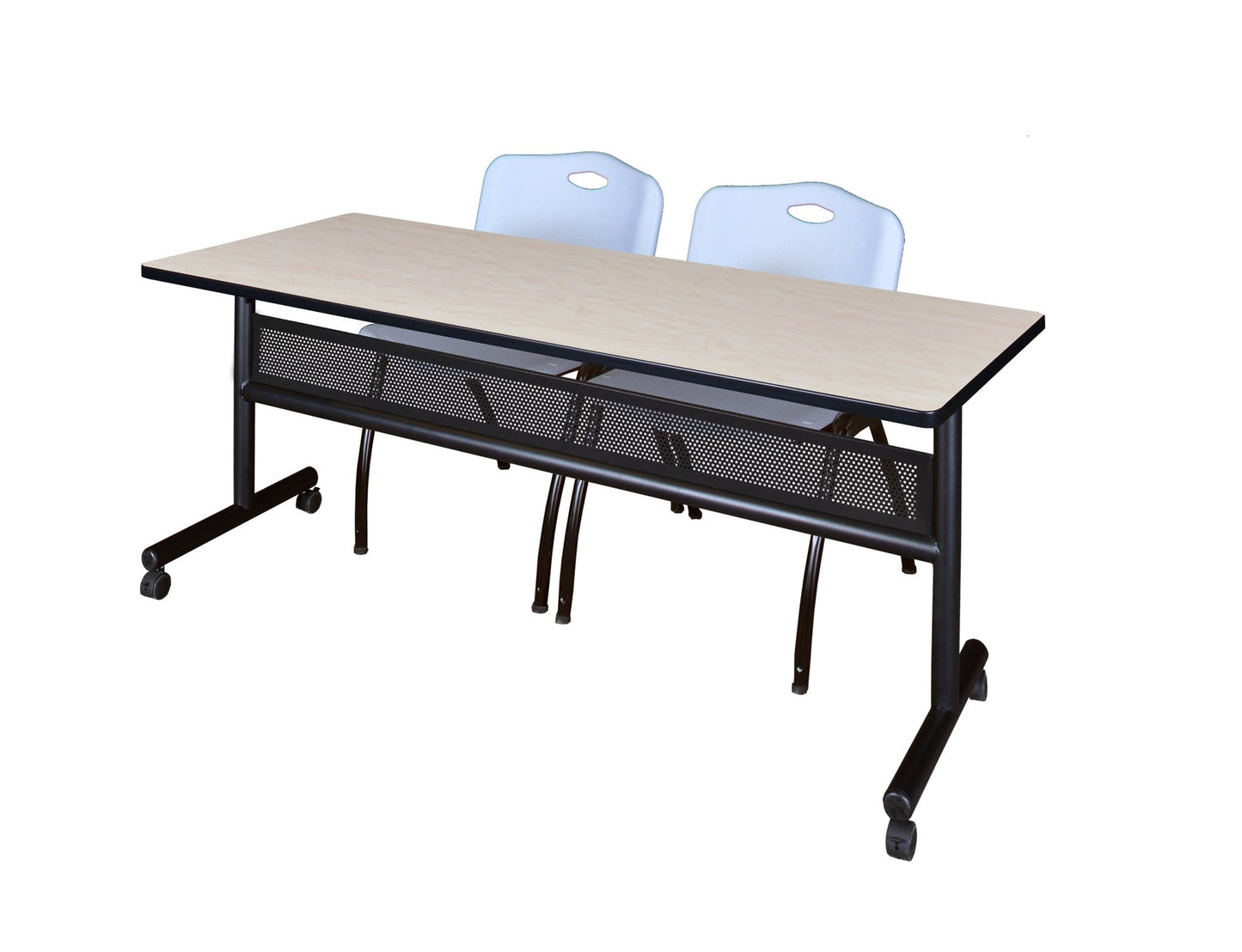 Regency Kobe Flip - Top Privacy Nesting Table & 2 M Stack Chairs 72"W x 24"D x 29"H (REG - MKFTM7224 - 2M) - SchoolOutlet