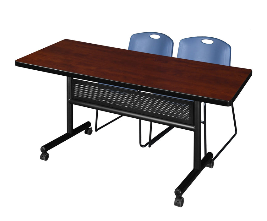 Regency Kobe Flip - Top Privacy Nesting Table & 2 Zeng Stack Chairs 72"W x 30"D x 29"H (REG - MKFTM7230 - ZNG) - SchoolOutlet