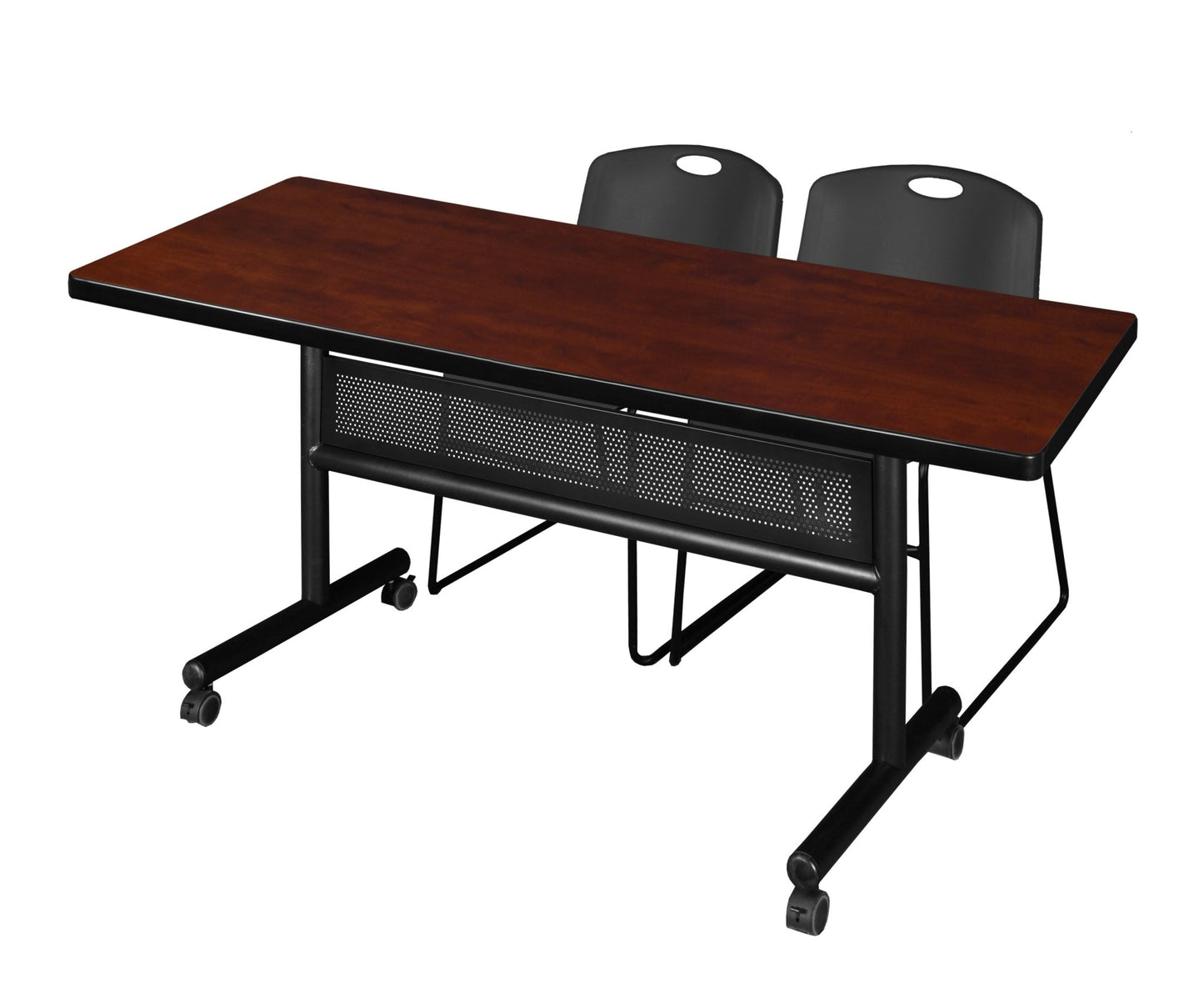 Regency Kobe Flip - Top Privacy Nesting Table & 2 Zeng Stack Chairs 72"W x 30"D x 29"H (REG - MKFTM7230 - ZNG) - SchoolOutlet