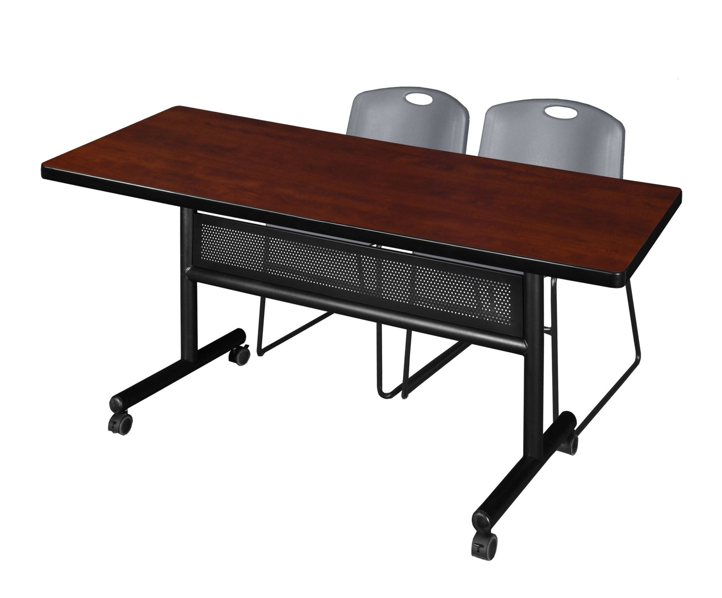 Regency Kobe Flip - Top Privacy Nesting Table & 2 Zeng Stack Chairs 72"W x 30"D x 29"H (REG - MKFTM7230 - ZNG) - SchoolOutlet